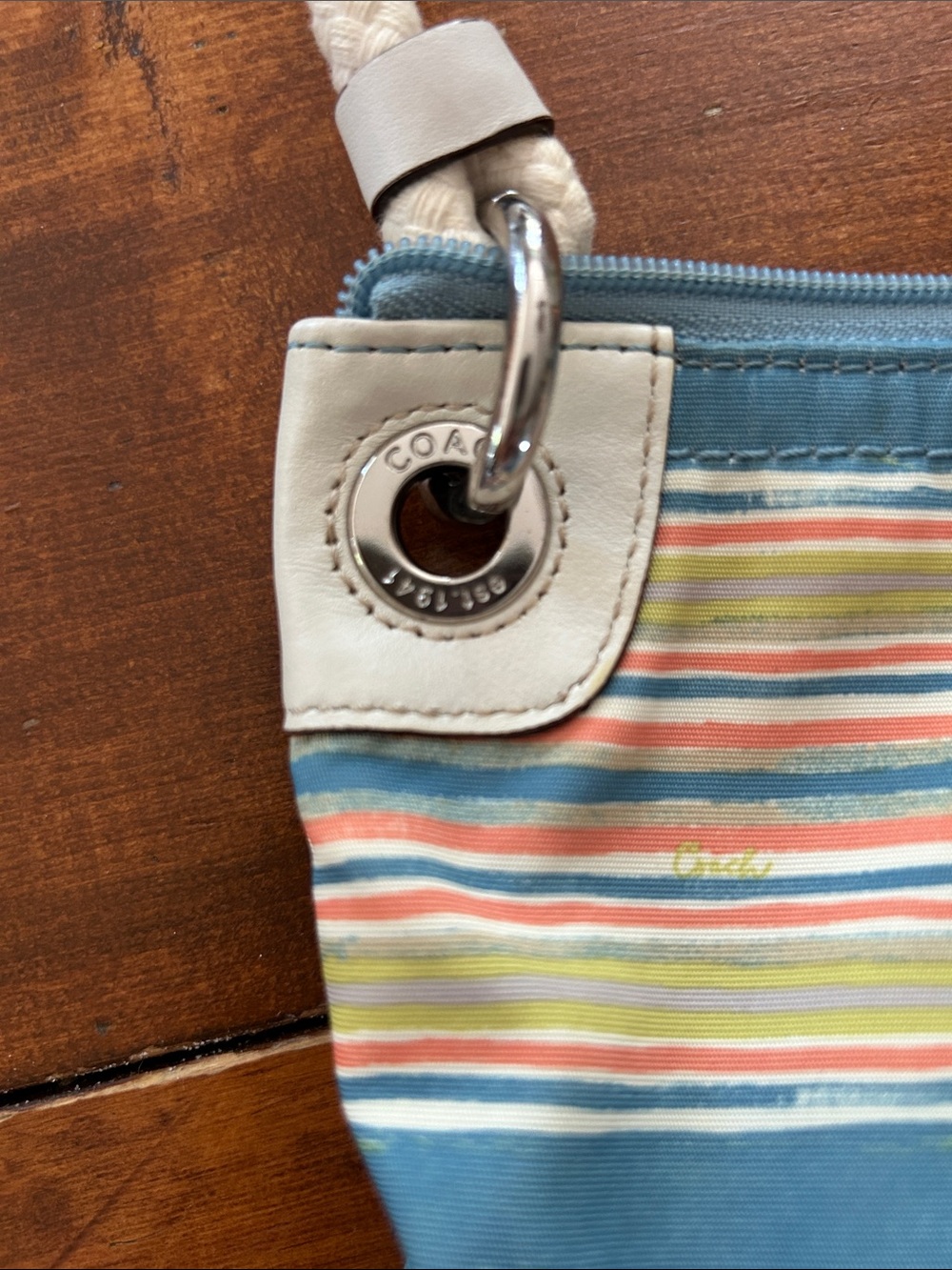 Coach Striped Wristlet in Blue and Multi-Color - Picture 3 of 5